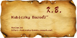 Kubiczky Bazsó névjegykártya